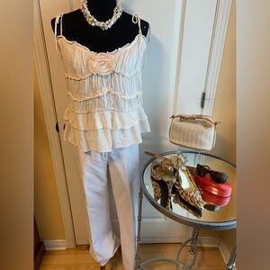 Zara NWT  Cream Ruffle Camisole